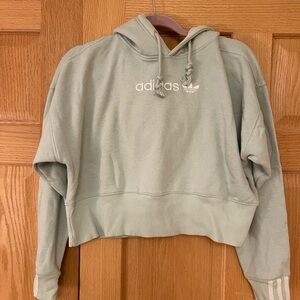 Adidas Women's Mint Green Cropped Hoodie